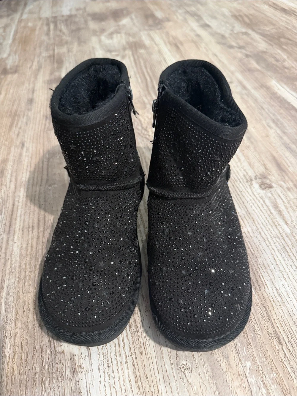 MIA Black Crystal-Embellished Kids Winter Boots